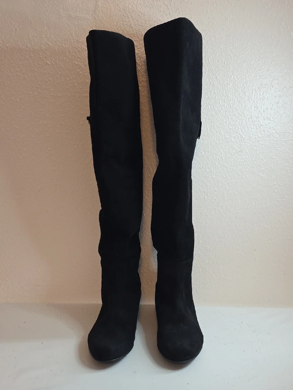 STUART WEITZMAN LEATHER SUEDE OVER THE KNEE TALL BLACK BOOTS LADIES 8.5